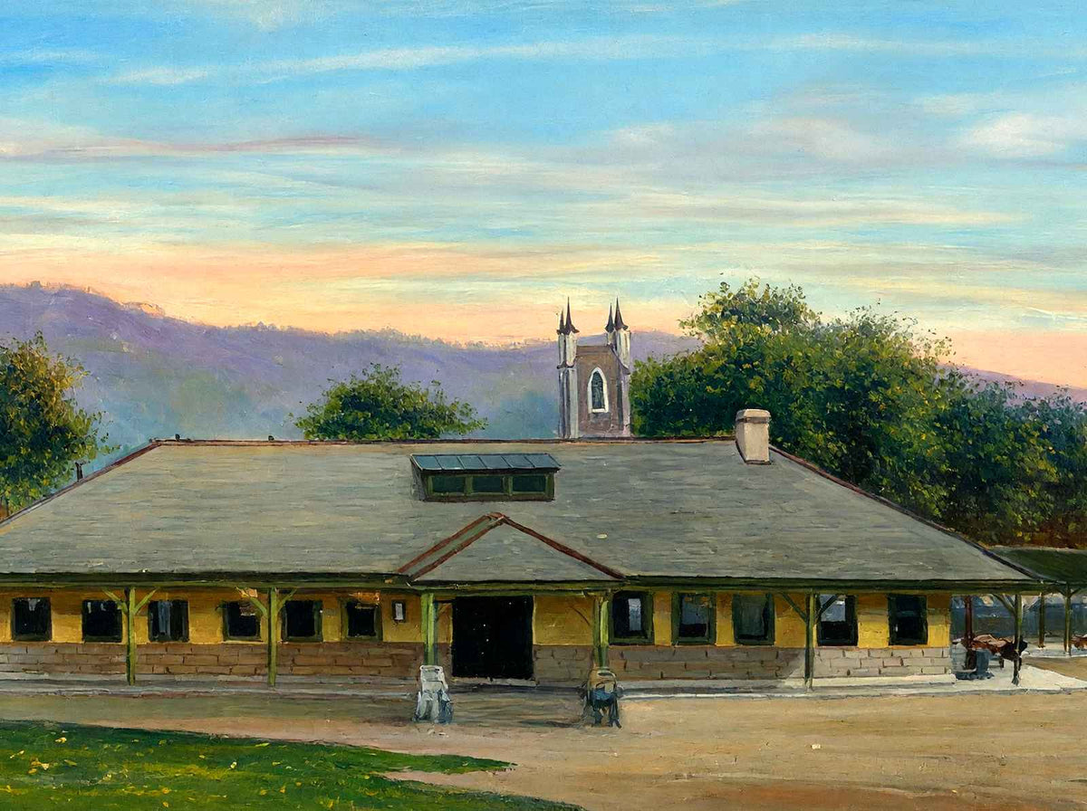 Railroad Station from Castle Hill, Great Barrington, MA in 1905 Art Print