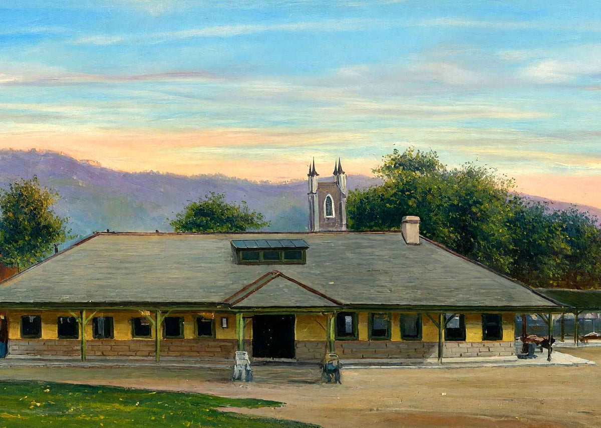 Railroad Station from Castle Hill, Great Barrington, MA in 1905 Art Print