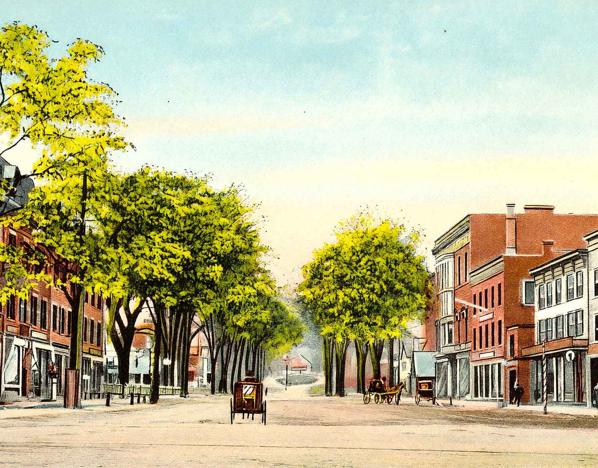 East Main Street, Greenfield, Massachusetts in 1907 Vintage Print (7 Sizes)