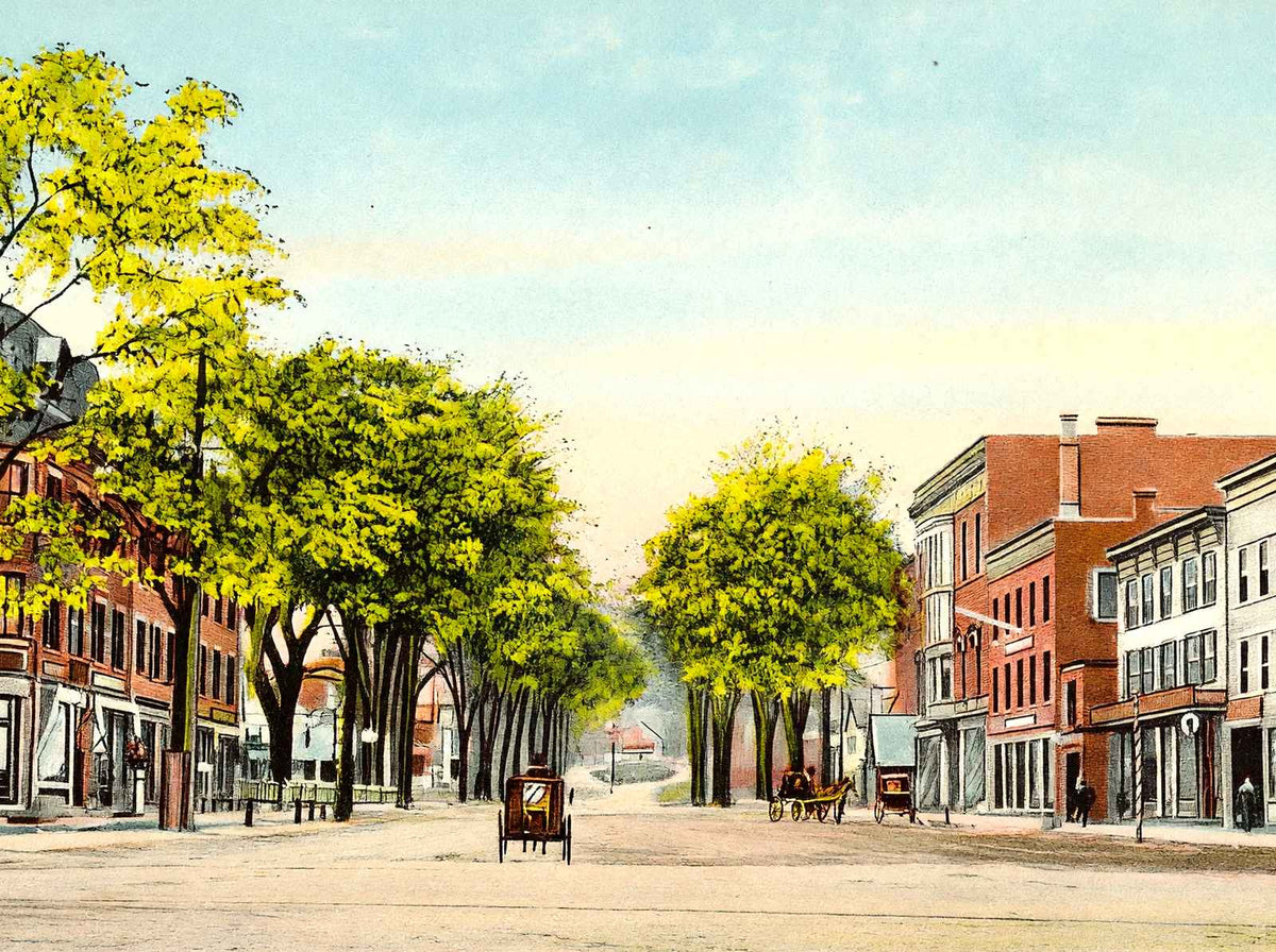 East Main Street, Greenfield, Massachusetts in 1907 Vintage Print (7 Sizes)
