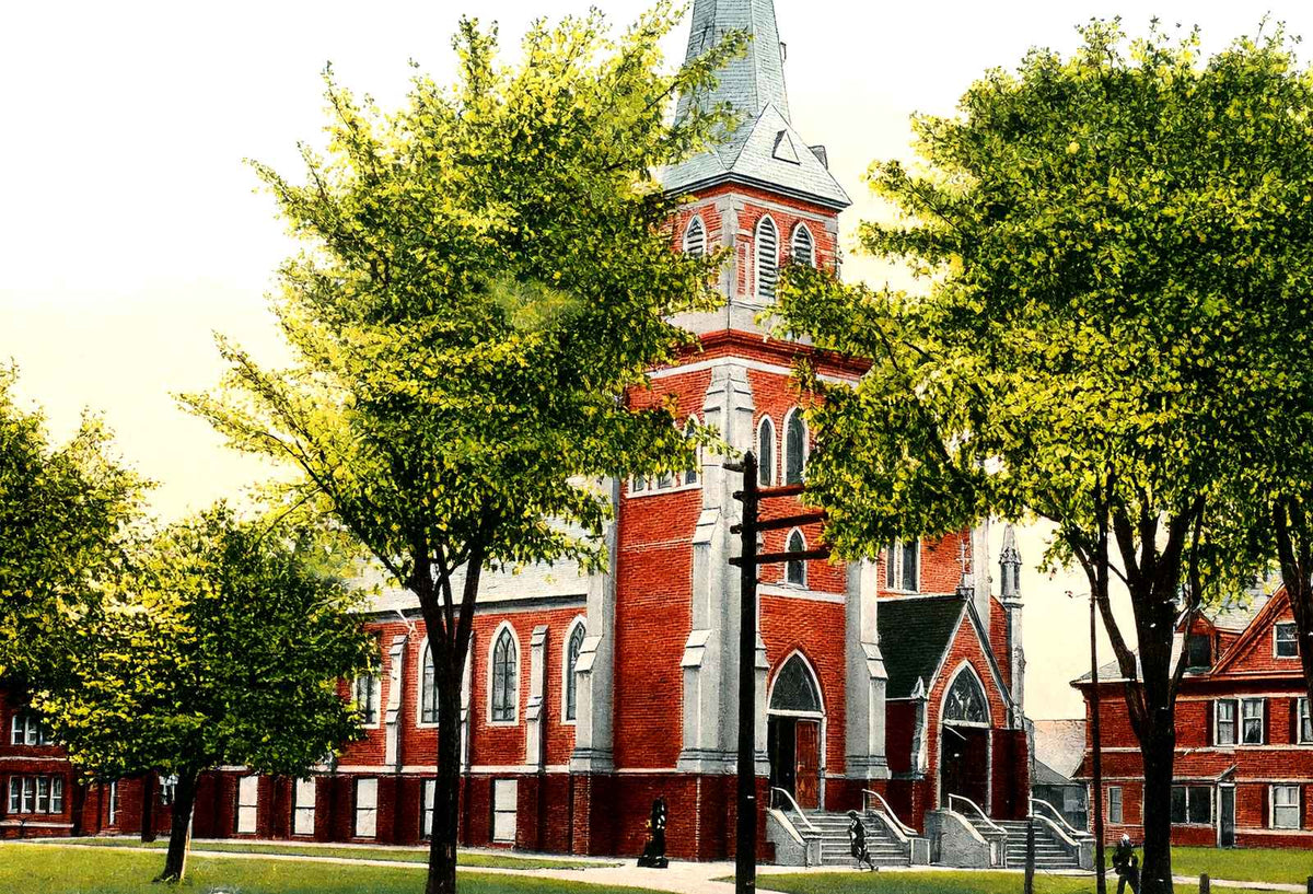 Rc Church of the Holy Trinity, Greenfield, MA in 1907 Vintage Print (7 Sizes)