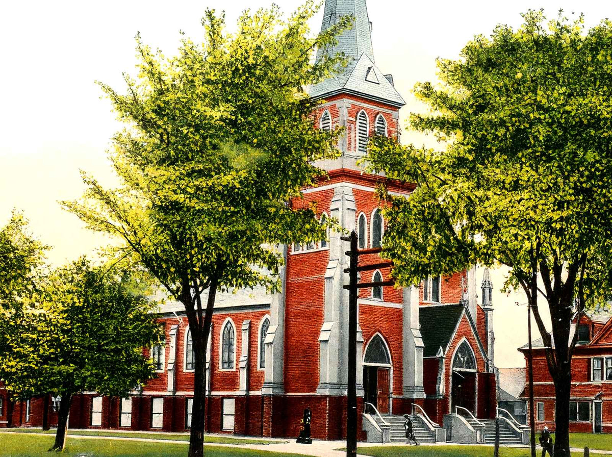 Rc Church of the Holy Trinity, Greenfield, MA in 1907 Vintage Print (7 Sizes)