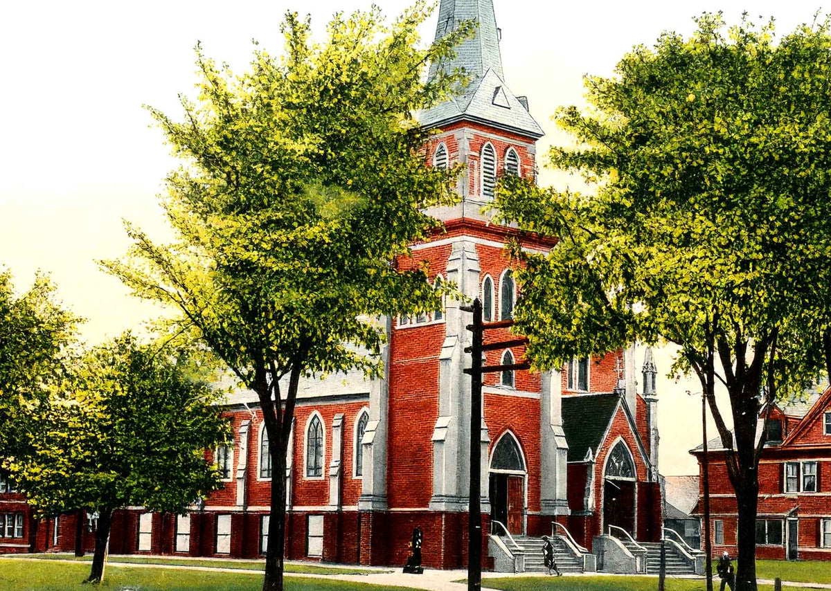 Rc Church of the Holy Trinity, Greenfield, MA in 1907 Vintage Print (7 Sizes)