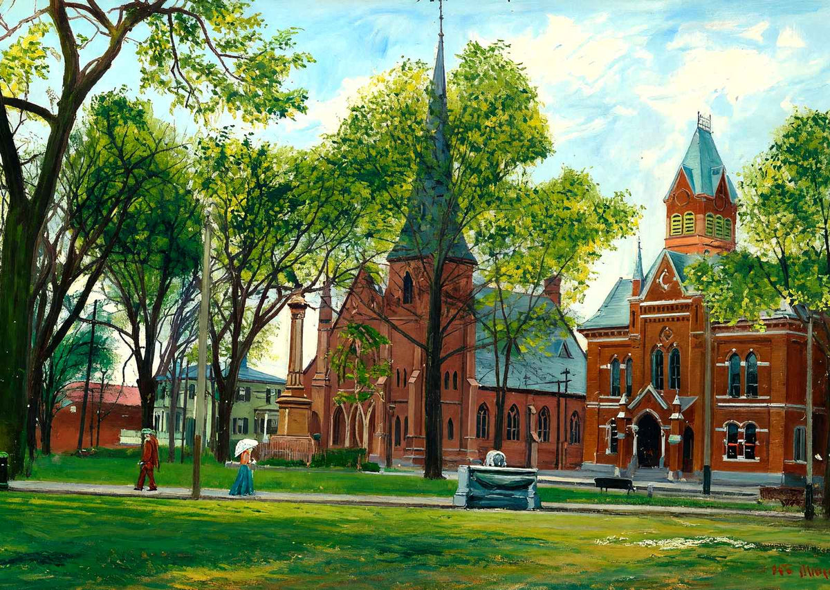The Common, Greenfield, Massachusetts in 1907 Art Print (7 Sizes) - Enhanced