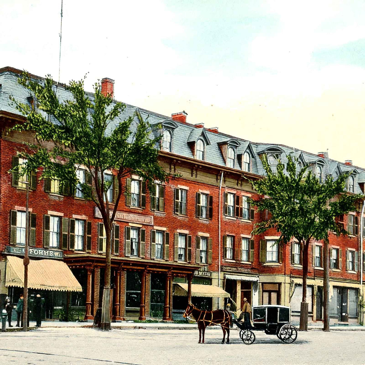 Mansion House, Greenfield, Massachusetts in 1907 Vintage Print (7 Sizes)