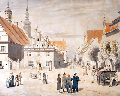 Greifswald Market Painting by Caspar David Friedrich 8x10" Art Print - Restored
