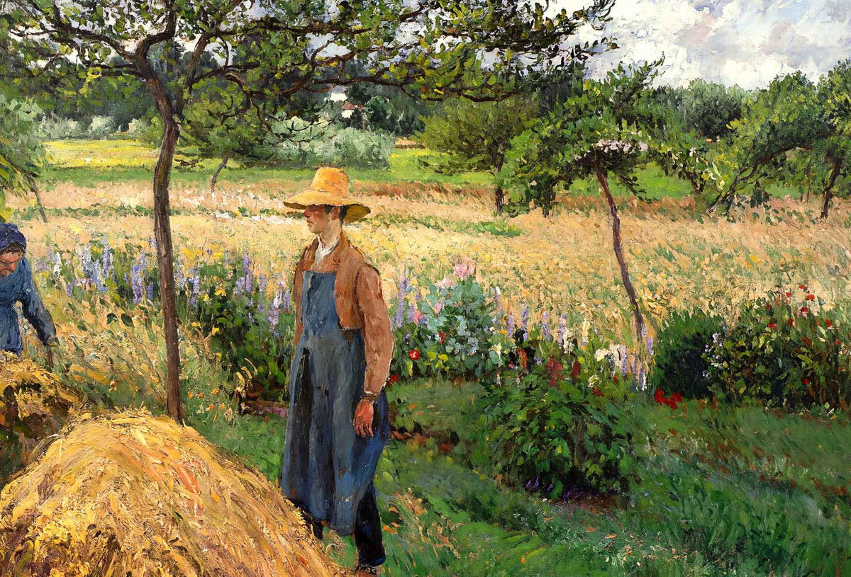 Grey Weather, Morning with Figures, Eragny Art Print 1899 by Pissarro (6 Sizes)
