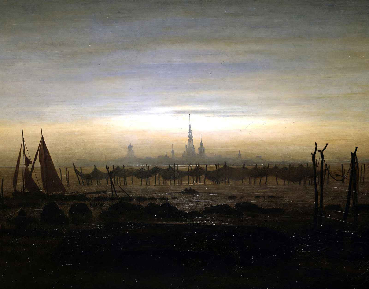 Greifswald in Moonlight Art Print 1817 by Caspar David Friedrich (6 Sizes)