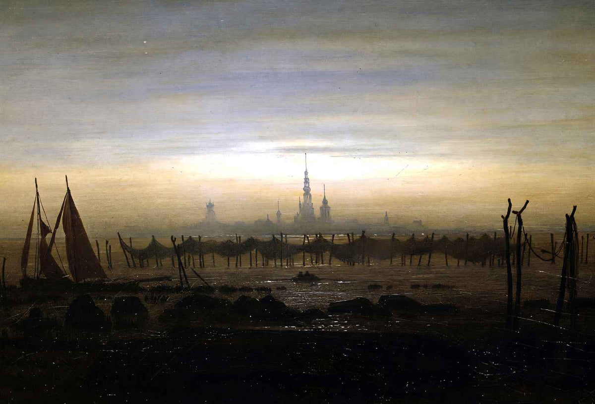 Greifswald in Moonlight Art Print 1817 by Caspar David Friedrich (6 Sizes)