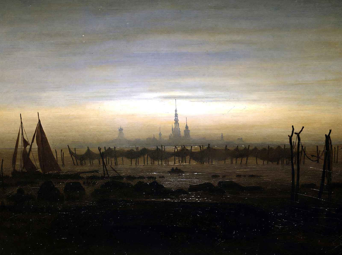 Greifswald in Moonlight Art Print 1817 by Caspar David Friedrich (6 Sizes)