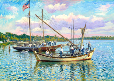 Greek Spongers' Boats Tarpon Springs in 1909 Art Print (7 Sizes)
