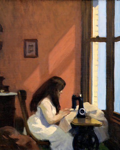 Girl at Sewing Machine Painting by Edward Hopper 8x10" Art Print