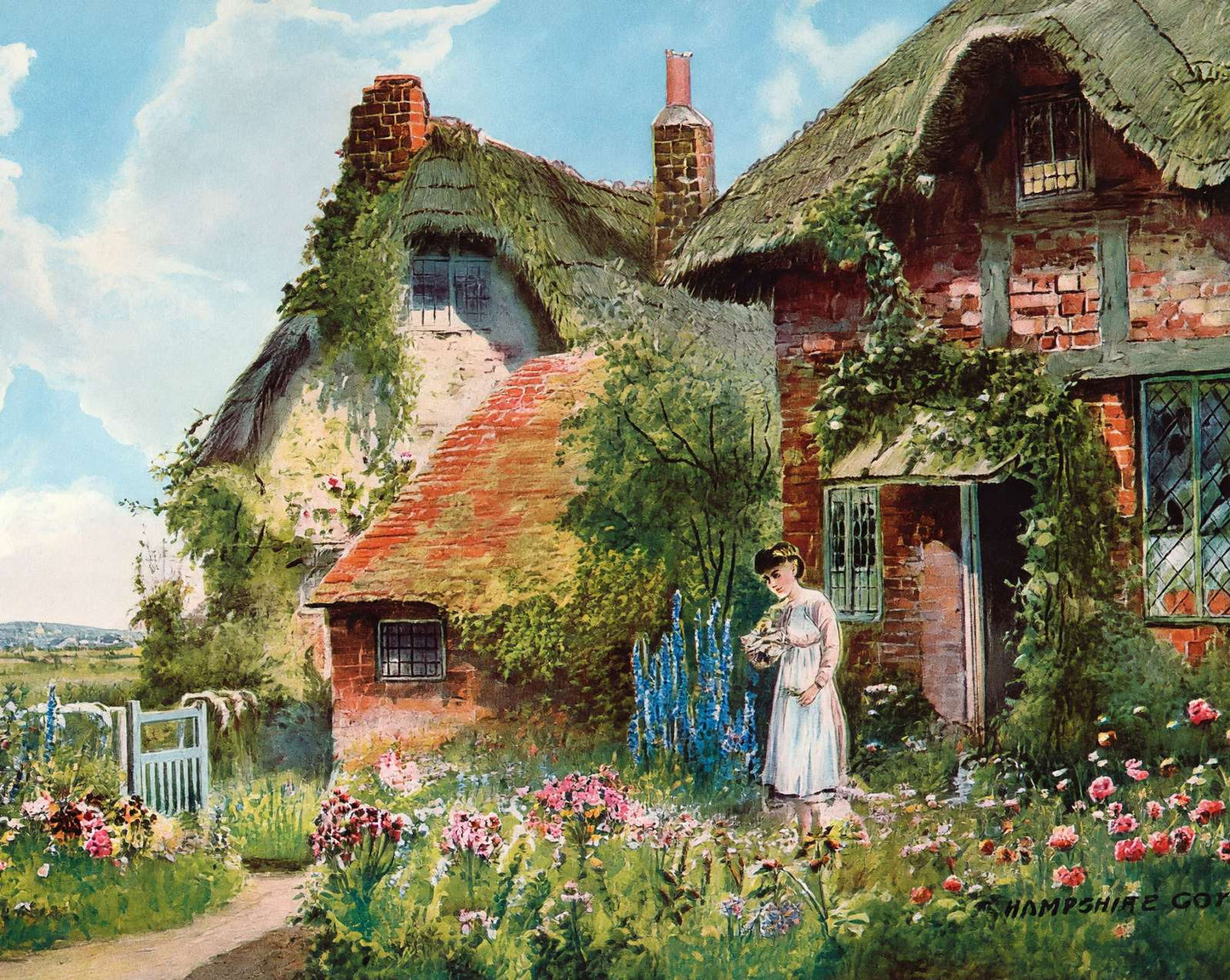 Hampshire Cottage in 1904 vintage print
