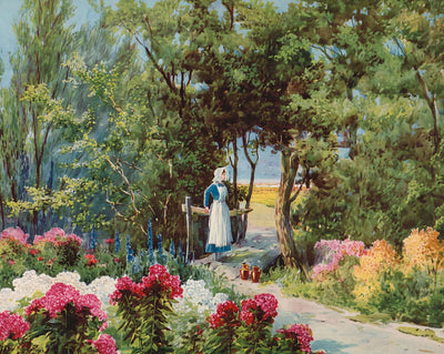 A Hampshire Garden Near Christchurch vintage print