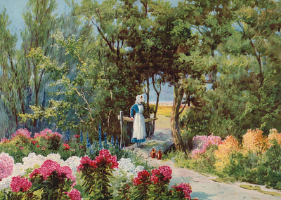 A Hampshire Garden Near Christchurch in 1907 Vintage Print (7 Sizes)