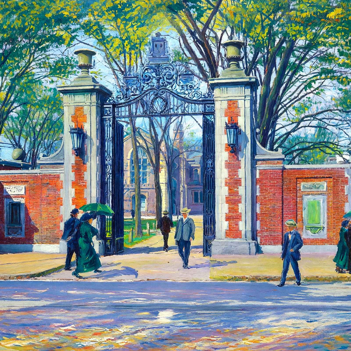 Harvard Gate Massachusetts Ave, Cambridge in 1904 Art Print (7 Sizes)