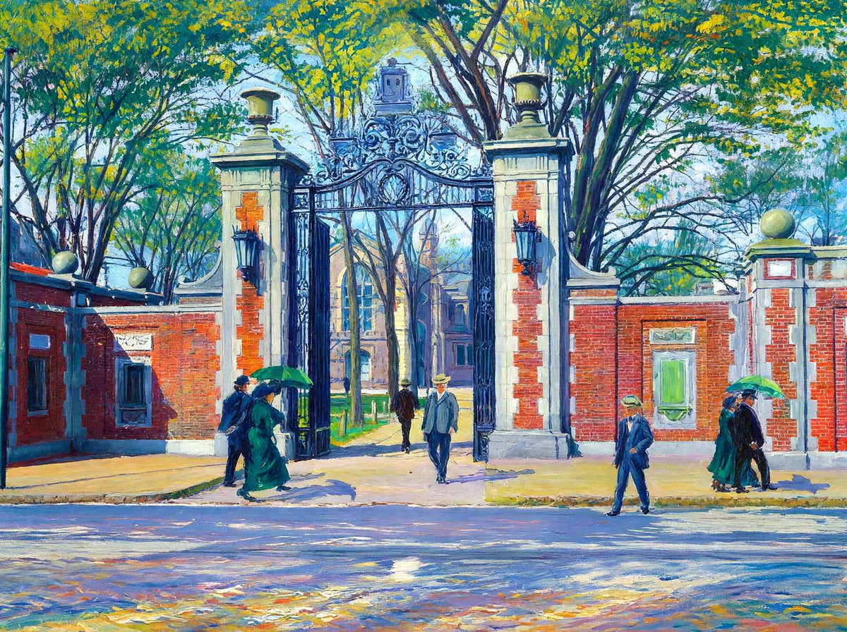 Harvard Gate Massachusetts Ave, Cambridge in 1904 Art Print (7 Sizes)