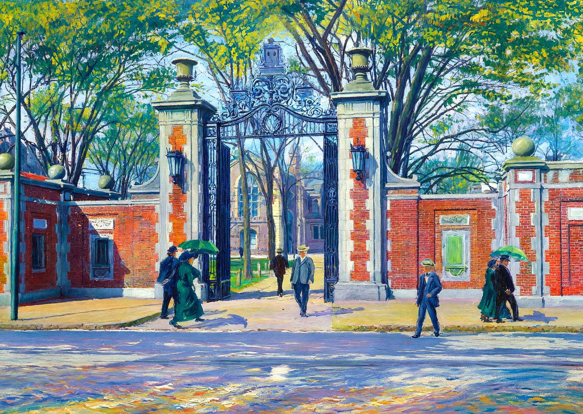 Harvard Gate Massachusetts Ave, Cambridge in 1904 Art Print (7 Sizes)
