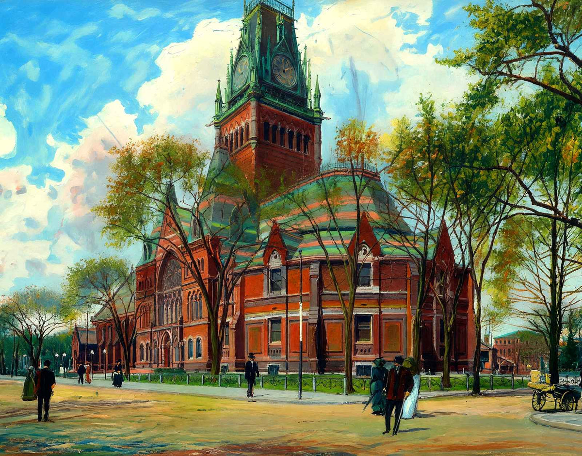 Memorial Hall (Dining Hall), Cambridge, MA in 1904 Art Print (7 Sizes)