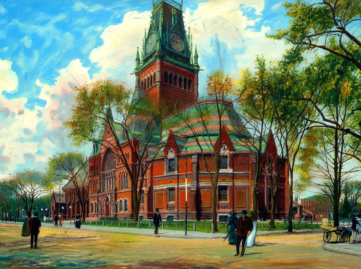Memorial Hall (Dining Hall), Cambridge, MA in 1904 Art Print (7 Sizes)