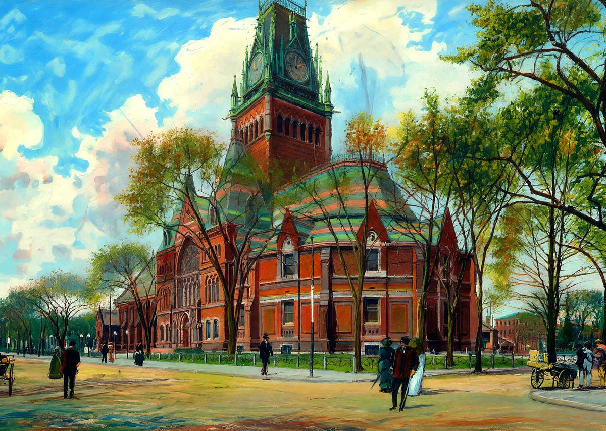 Memorial Hall (Dining Hall), Cambridge, MA in 1904 Art Print (7 Sizes)