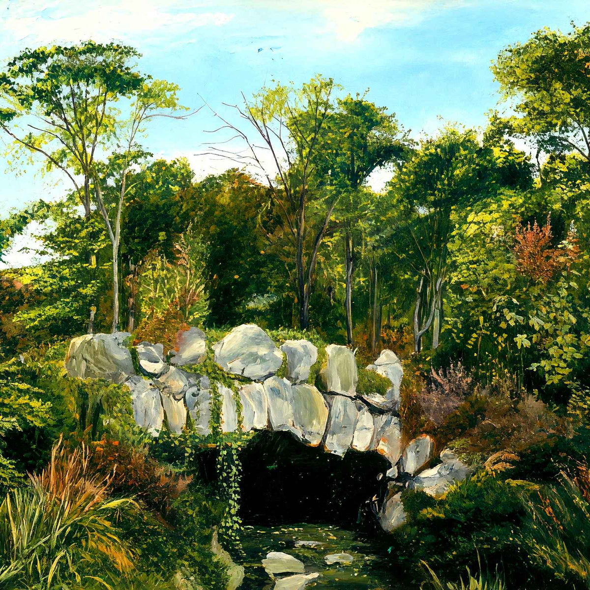 Stone Bridge Elizabeth Park Hartford in 1907 Art Print (7 Sizes) - Retouched