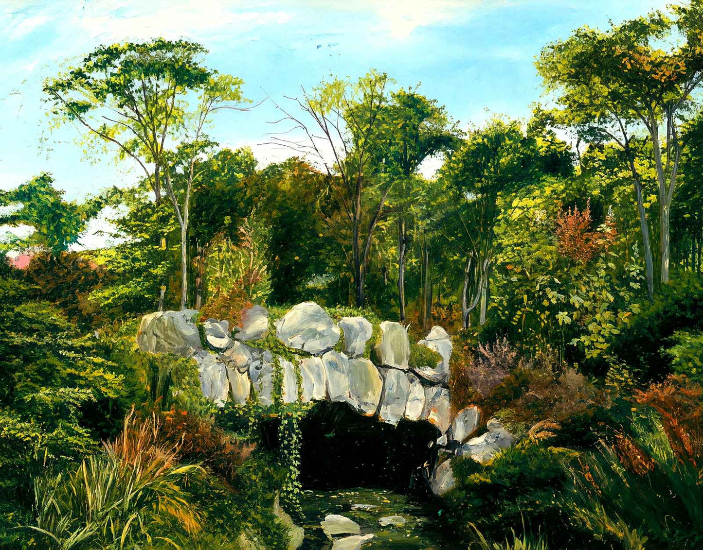 Stone Bridge Elizabeth Park Hartford in 1907 Art Print (7 Sizes) - Retouched