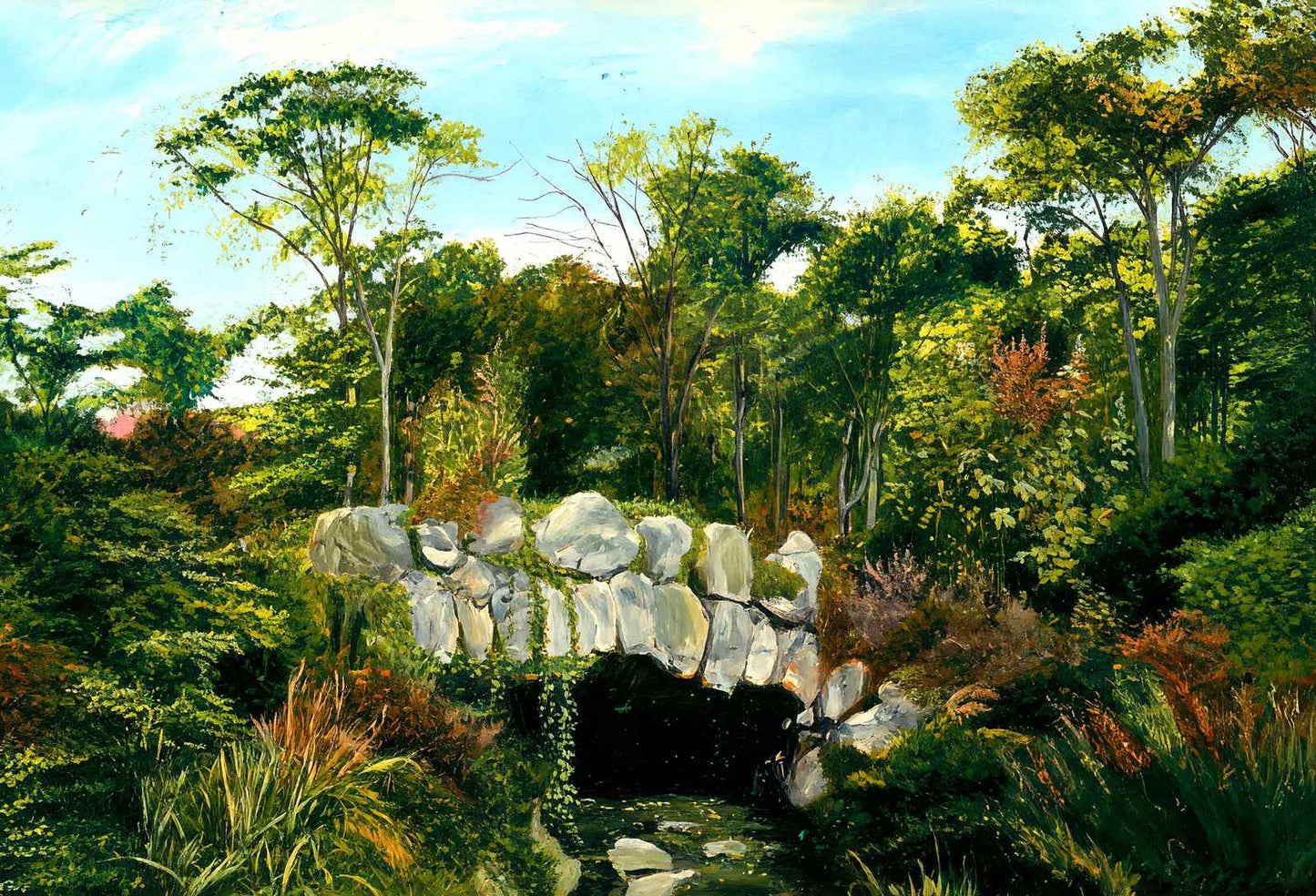 Stone Bridge Elizabeth Park Hartford in 1907 Art Print (7 Sizes) - Retouched