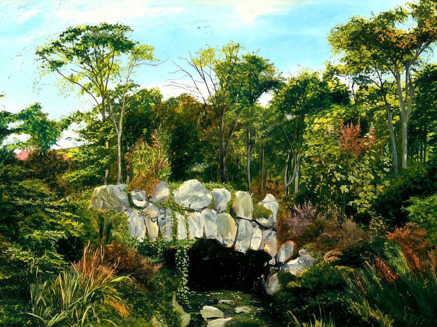 Stone Bridge Elizabeth Park Hartford in 1907 Art Print (7 Sizes) - Retouched