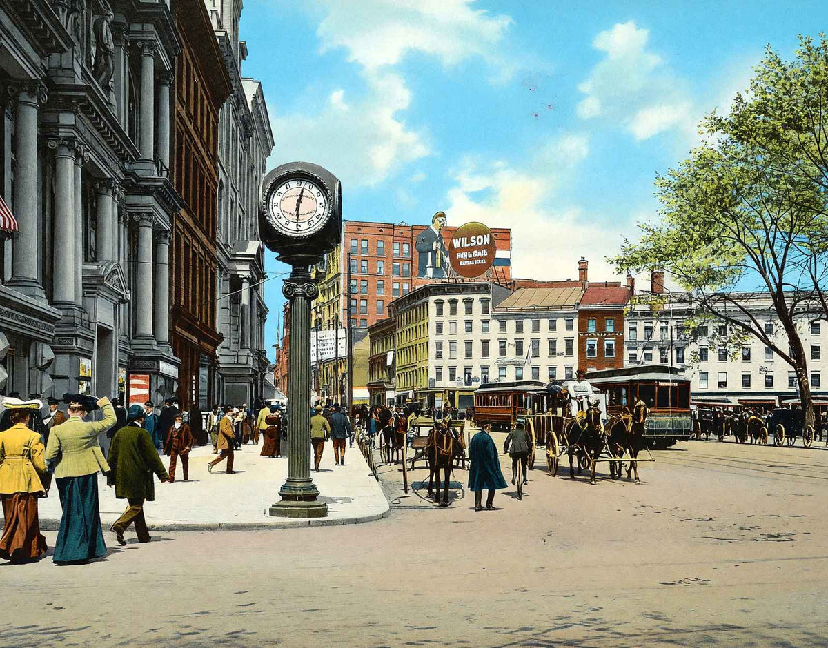 Main Street from City Hall Square Hartford in 1904 Vintage Print (7 Sizes)