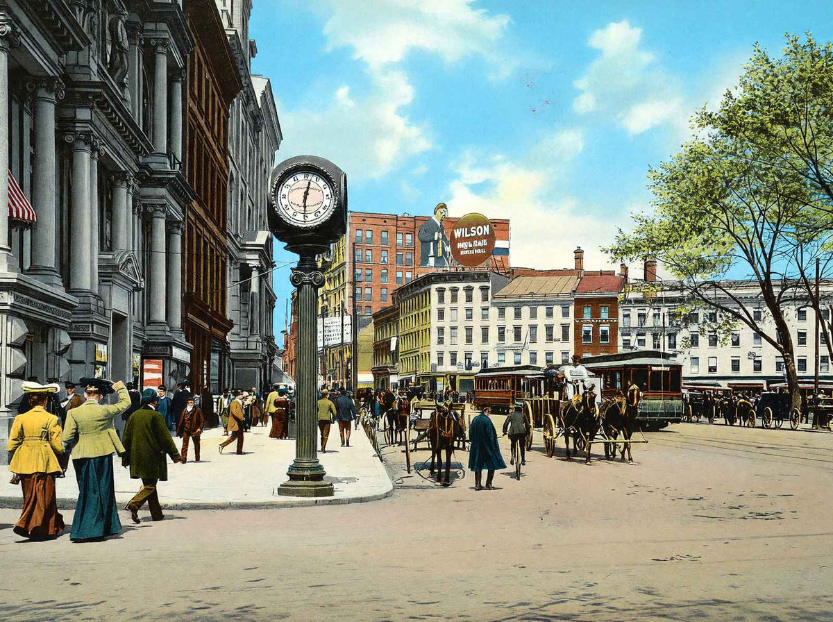 Main Street from City Hall Square Hartford in 1904 Vintage Print (7 Sizes)