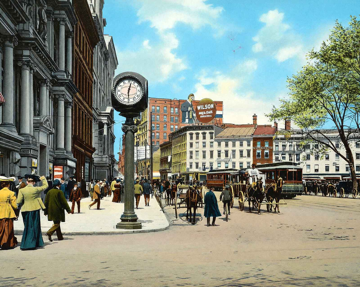 Main Street from City Hall Square vintage print