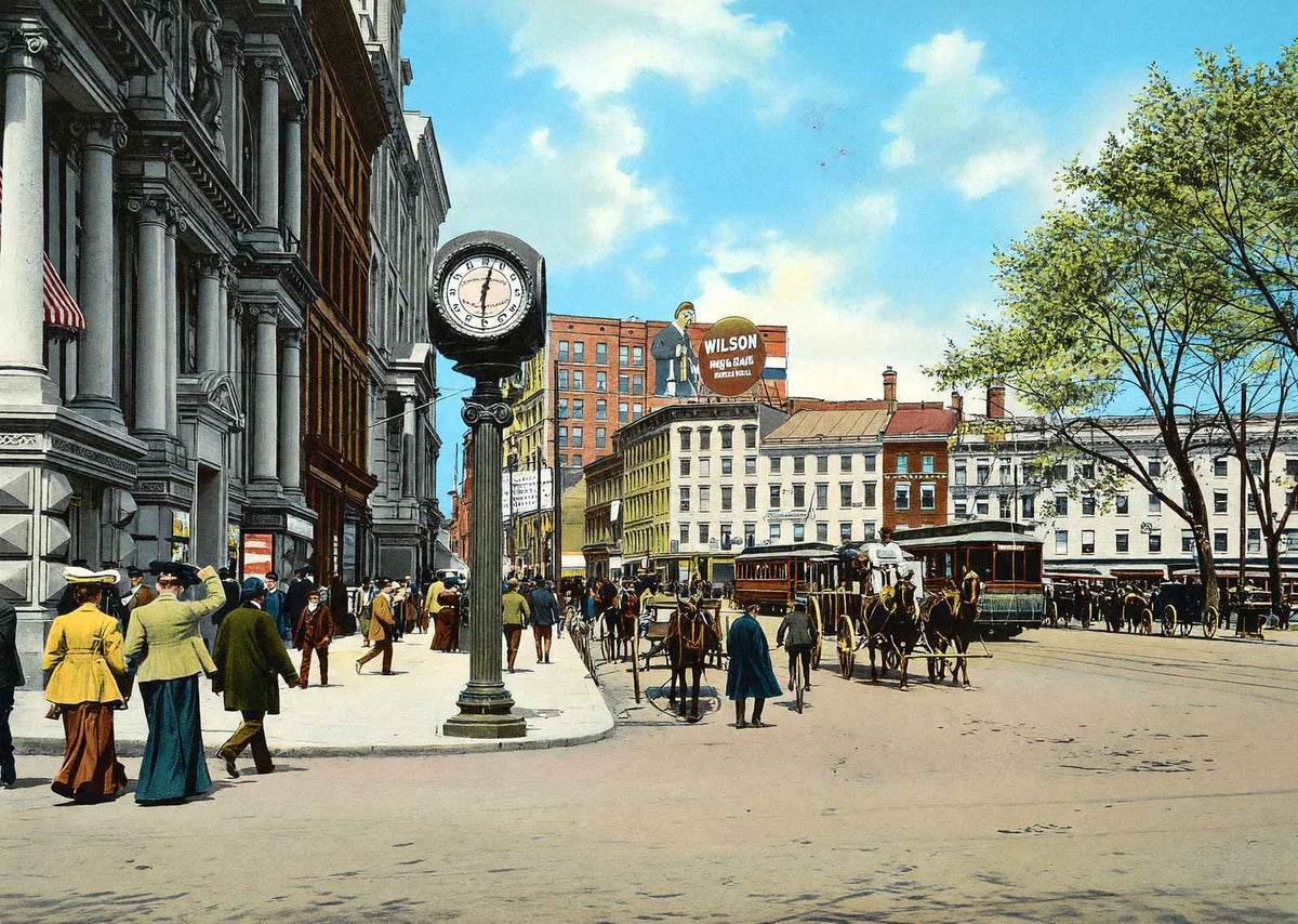 Main Street from City Hall Square Hartford in 1904 Vintage Print (7 Sizes)