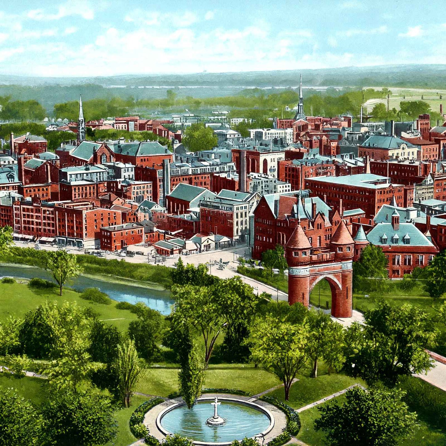 View from the Capitol Hartford in 1907 Vintage Print (7 Sizes)