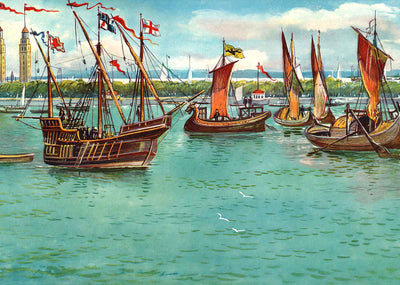 Harbor Jamestown Exposition in 1907 Vintage Print (7 Sizes) - Premium Quality