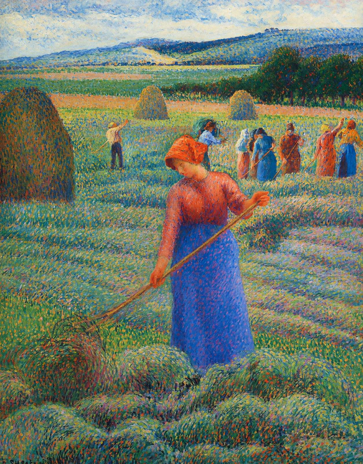 Haymakers at Eragny Art Print 1889 Painting by Camille Pissarro (6 Sizes)
