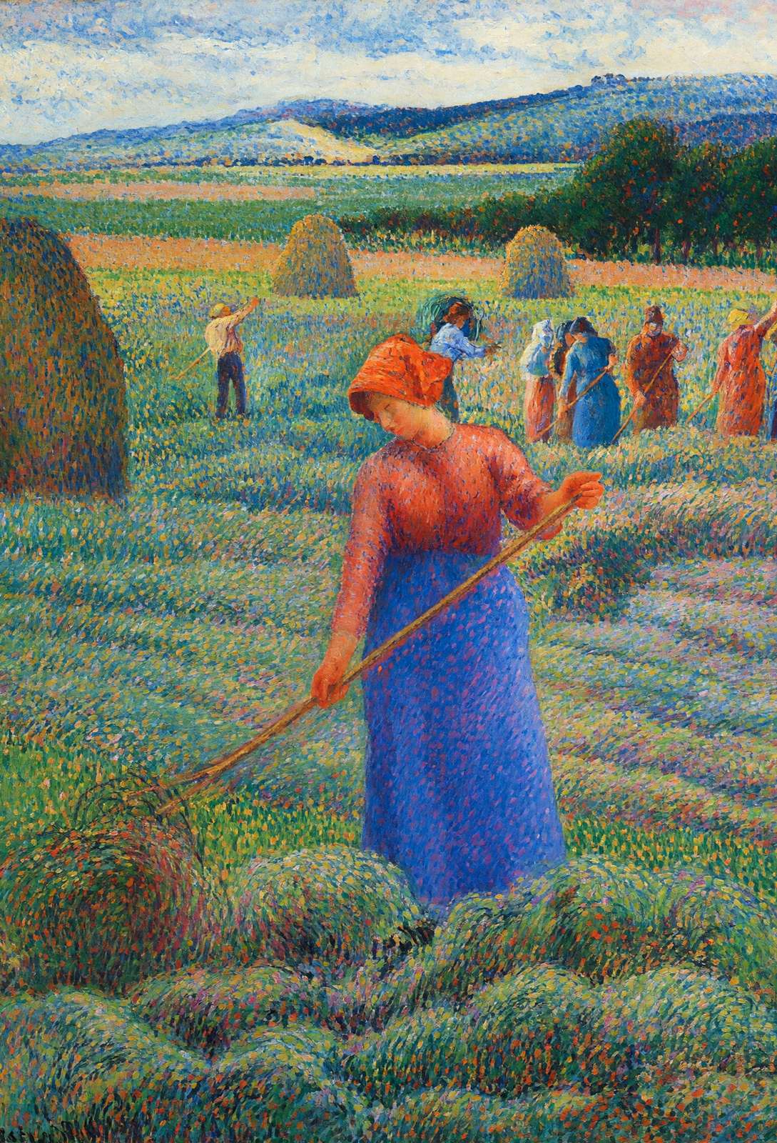 Haymakers at Eragny Art Print 1889 Painting by Camille Pissarro (6 Sizes)