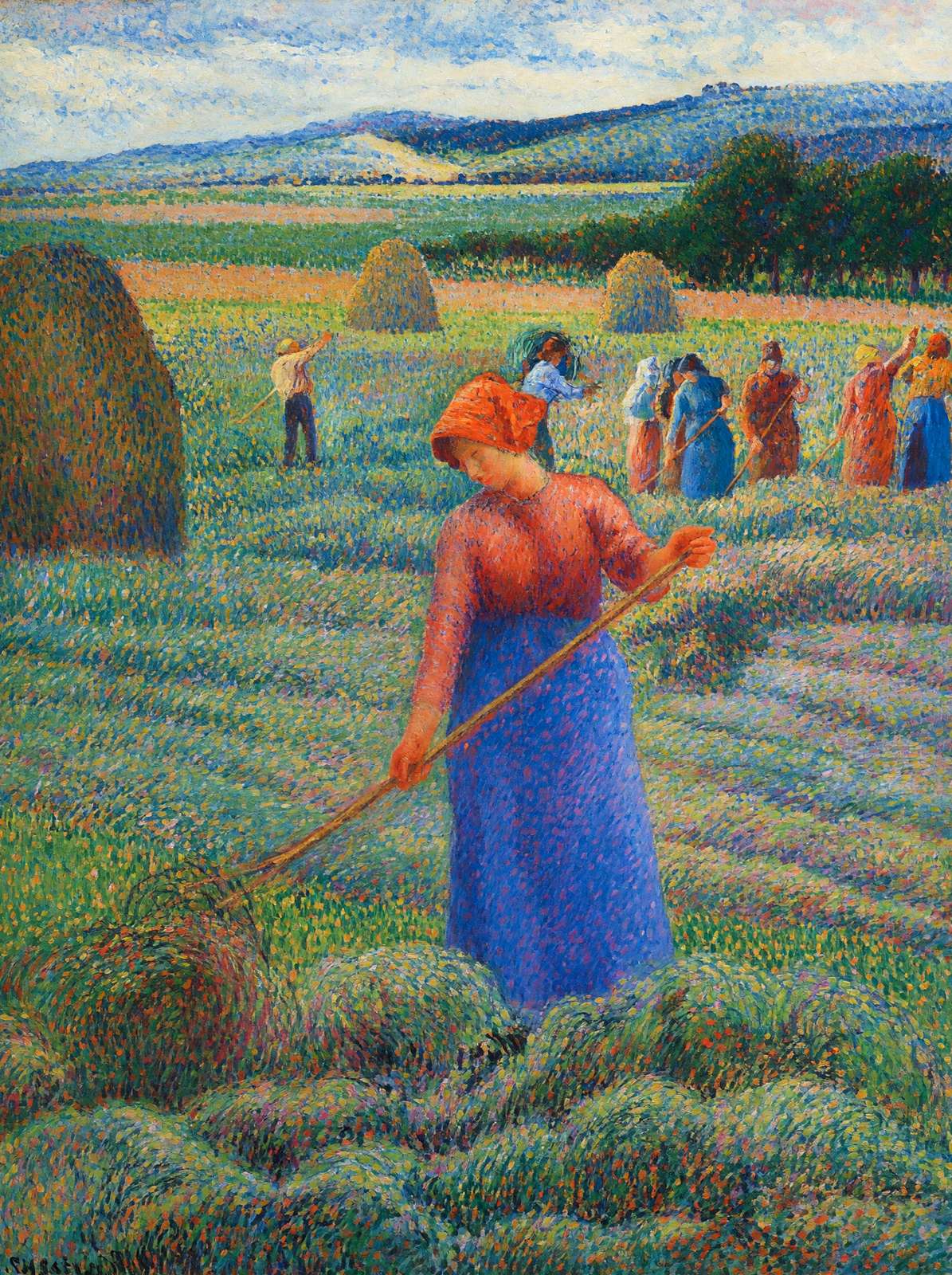 Haymakers at Eragny Art Print 1889 Painting by Camille Pissarro (6 Sizes)
