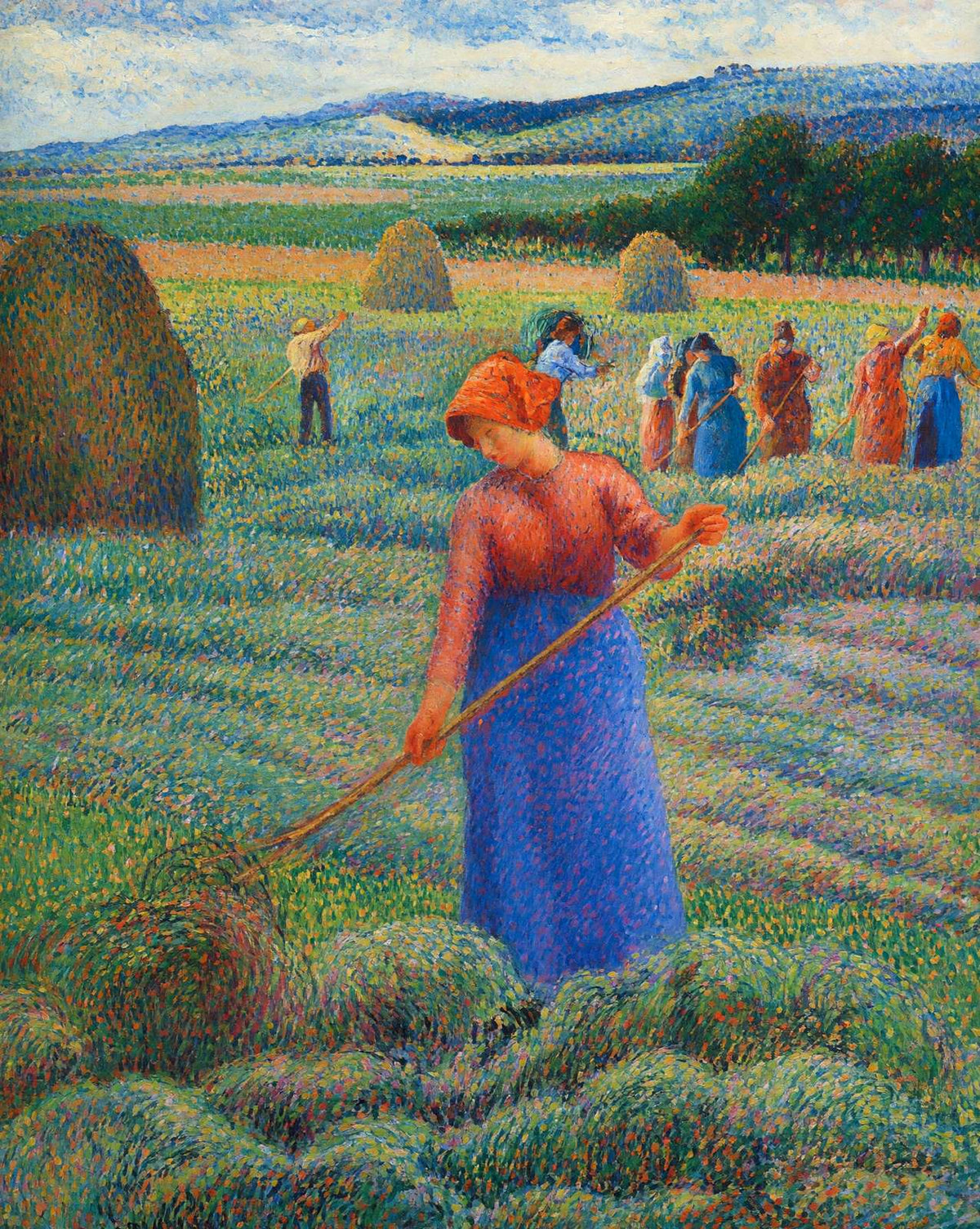 Haymakers at Eragny art print by Camille Pissarro (1889)