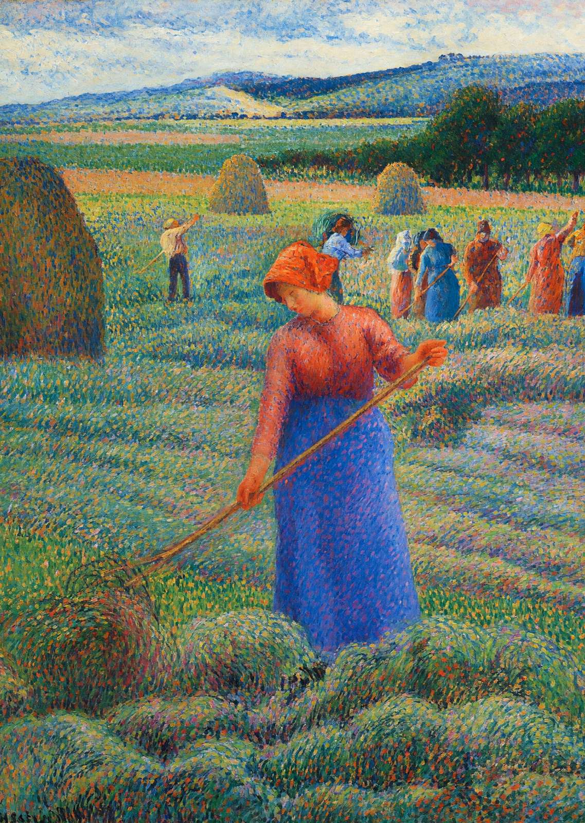Haymakers at Eragny Art Print 1889 Painting by Camille Pissarro (6 Sizes)