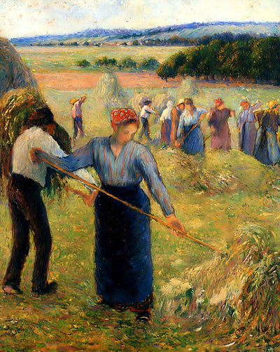 Haymaking at Eragny painting by Camille Pissarro (1891)