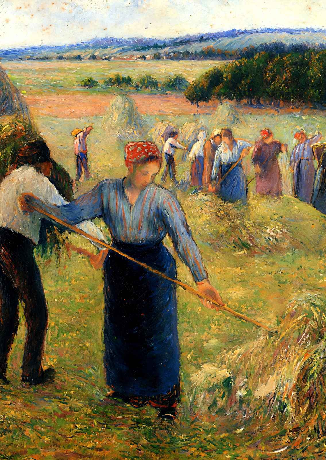 Haymaking at Eragny Art Print 1891 Painting by Camille Pissarro (2 Sizes)
