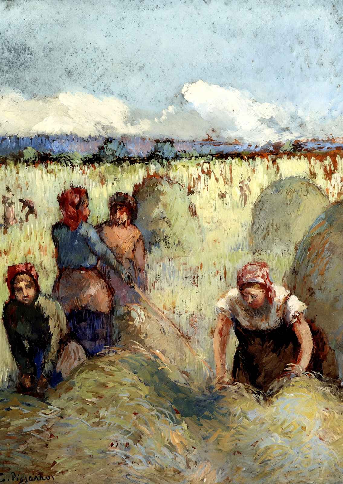 Haymaking Art Print 1895 Painting by Camille Pissarro (6 Sizes) - Premium Print