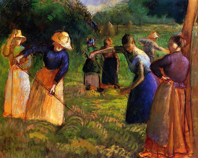 Haymaking in Eragny Painting by Camille Pissarro 8x10" Art Print - Acid Free