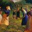 Haymaking in Eragny painting print by Camille Pissarro (1901)