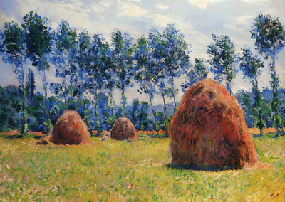 Haystacks at Giverny (1884) Painting by Claude Monet Art Print (6 Sizes)