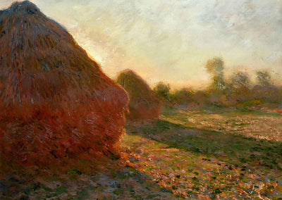 Haystacks, Last Sunrays Art Print 1890 Painting by Claude Monet (6 Sizes)