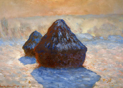 Haystacks, Snow Effect Art Print 1891 Painting by Claude Monet (6 Sizes)
