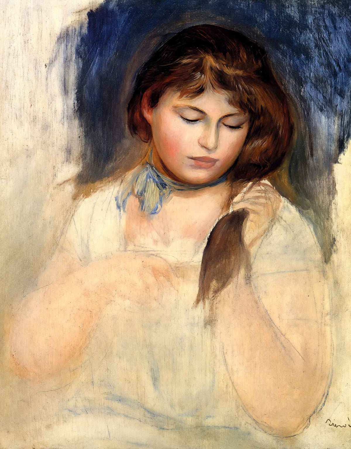 Head of Gabrielle 1895 Painting by Pierre-Auguste Renoir Art Print (6 Sizes)