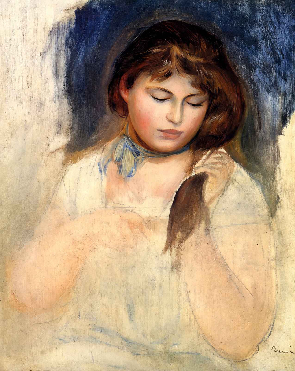 Head of Gabrielle painting print by Pierre-Auguste Renoir (1895)